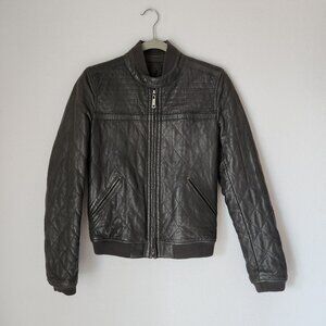 Vintage Diesel Lamb Leather Quilted Reversible Moto Bomber Jacket Black
